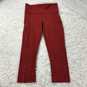 Lululemon Fast & Free Crop II *Nulux 19" Dark Sport Red